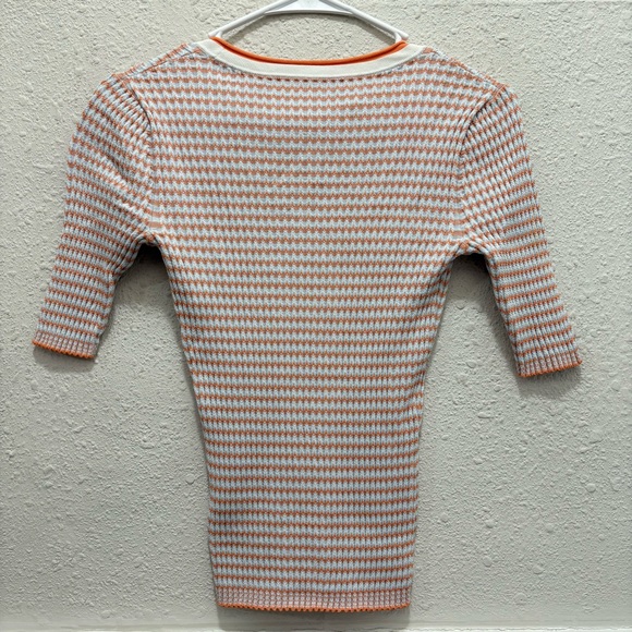 VERONICA BEARD Dany Rib Knit Top in Orange & Blue Size XS - Picture 3 of 5